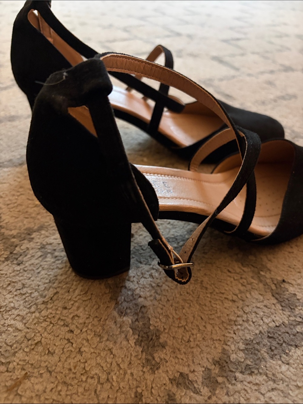 Journee Collection Black Suede D'Orsay Ankle Strap Heels - Picture 2 of 2